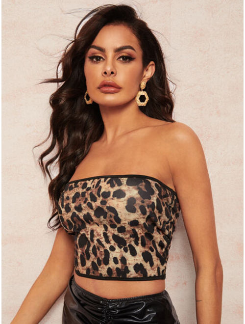 Leopard Print Fitted Tube Top