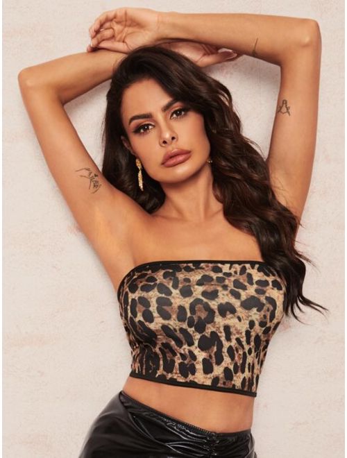 Leopard Print Fitted Tube Top