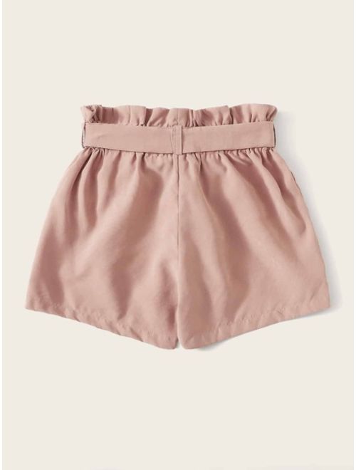 Shein Paperbag Waist Pocket Patched Shorts