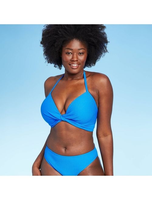 RELLECIGA Women's Royal Blue Push Up Bikini Top Twist Front Underwire Bathing  Suit Size Medium 