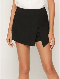 Elastic Waist Split Front Skort