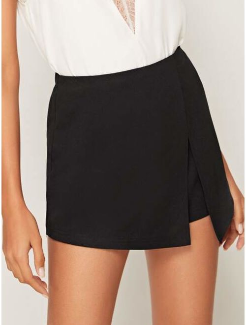 Shein Elastic Waist Split Front Skort