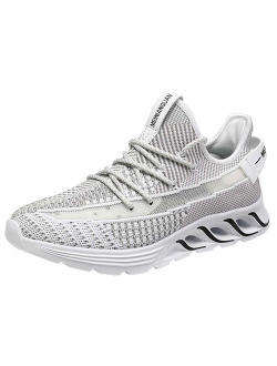 YOcheerful Men's Shoes Casual Breathable Mesh Comfortable Running Shoes Lightweight Lace-up Sneakers