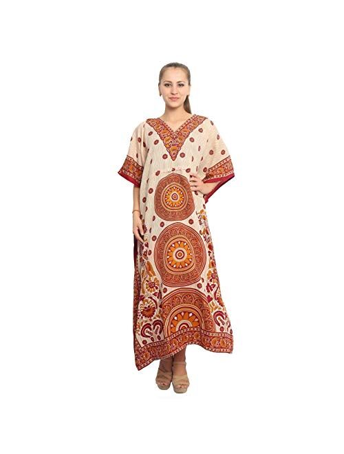 RADANYA Floral Long Kaftan Maxi Dress Womens Summer Holiday Beach Kaftan Dresses for Women