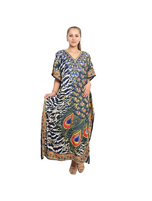 RADANYA Floral Long Kaftan Maxi Dress Womens Summer Holiday Beach Kaftan Dresses for Women