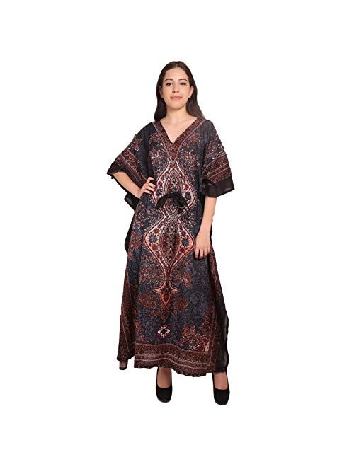 RADANYA Floral Long Kaftan Maxi Dress Womens Summer Holiday Beach Kaftan Dresses for Women