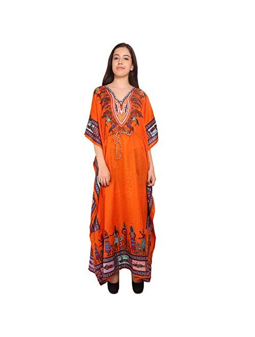 RADANYA Floral Long Kaftan Maxi Dress Womens Summer Holiday Beach Kaftan Dresses for Women