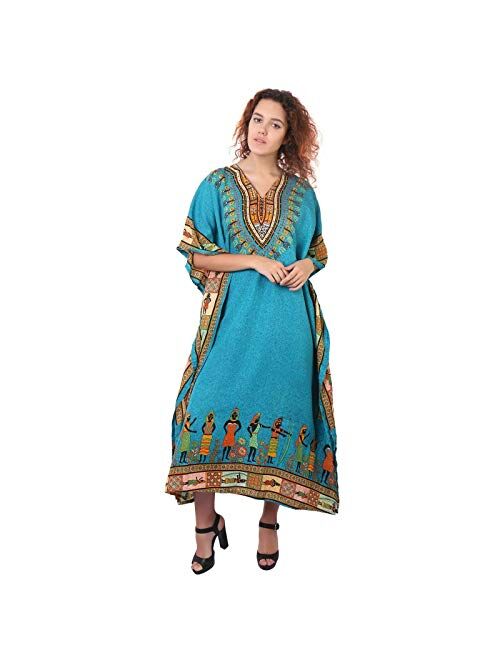 RADANYA Floral Long Kaftan Maxi Dress Womens Summer Holiday Beach Kaftan Dresses for Women