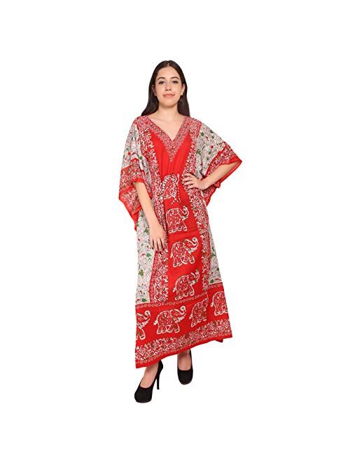 RADANYA Floral Long Kaftan Maxi Dress Womens Summer Holiday Beach Kaftan Dresses for Women