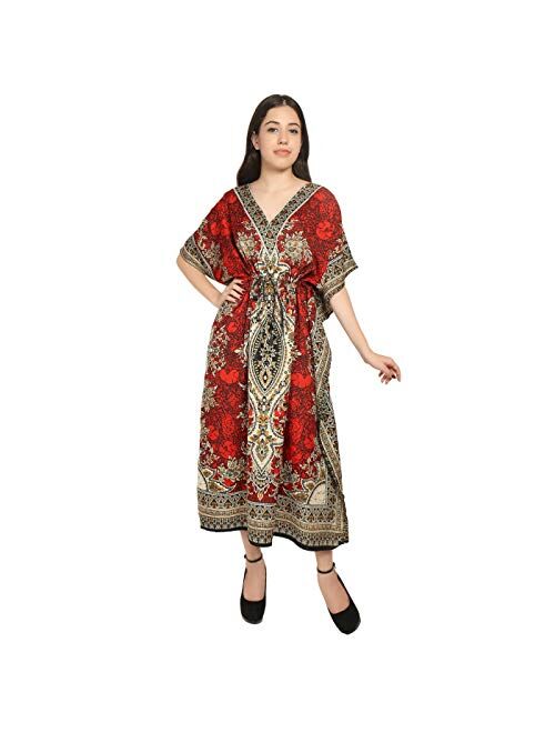 RADANYA Floral Long Kaftan Maxi Dress Womens Summer Holiday Beach Kaftan Dresses for Women