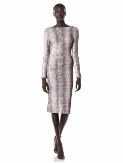 Dress the Population Women's Emery Long Sleeve Stretch Sequin Midi Sheath