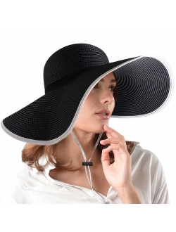 Sun Hats for Women Brim Straw Hat Beach Hat UPF UV Packable Cap for Travel