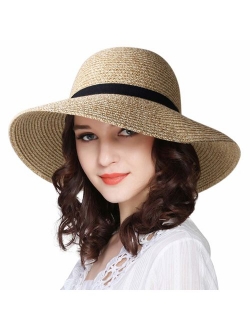 Sun Hats for Women Brim Straw Hat Beach Hat UPF UV Packable Cap for Travel