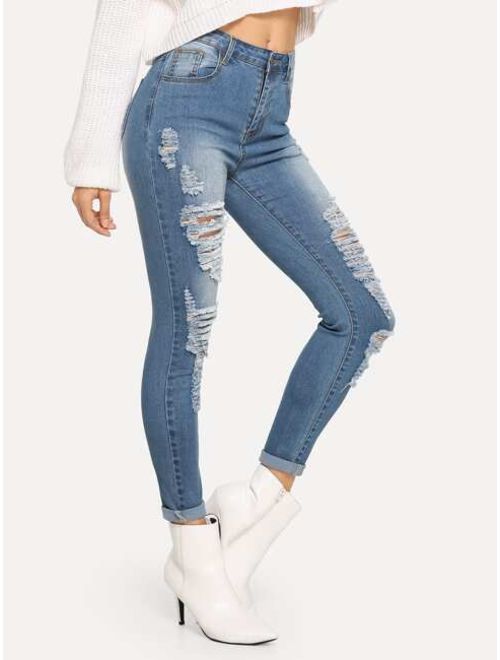 Ladder Distressed Jeans