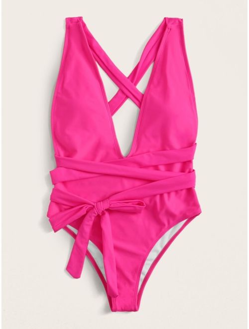 Tie Front One Piece Swimwear