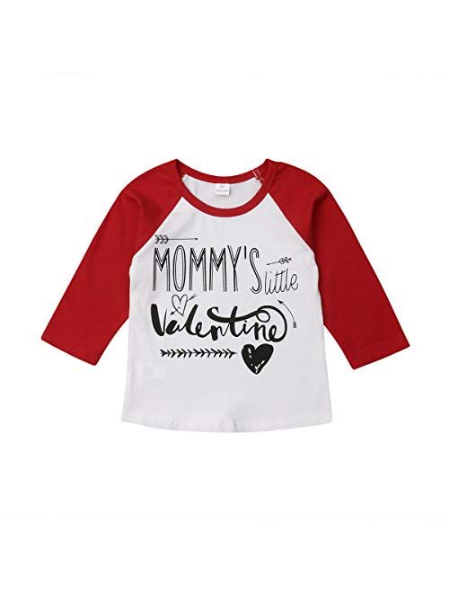 BULINGNA Baby Boys Matching Siblings Shirt, Mommy's Little Valentine Bodysuit and T-Shirt, Baby Valentines Shirt for 0-5T