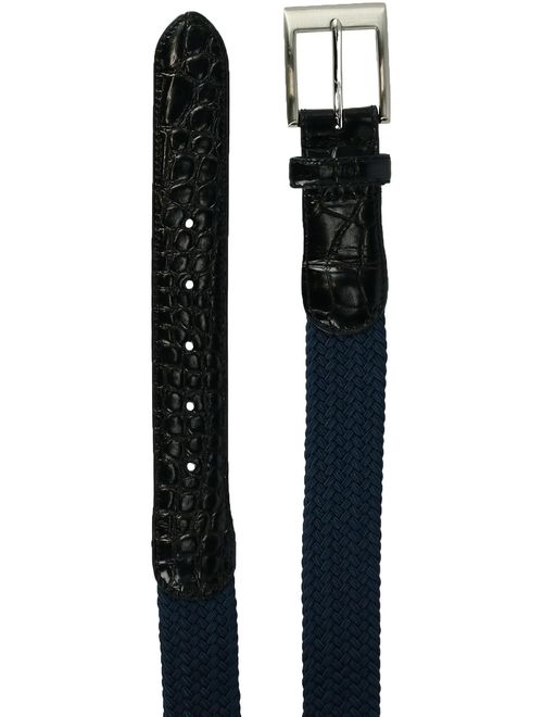 Toneka Braided Elastic Stretch Belt with Croc Print End Tabs (Men's)