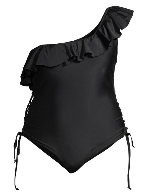 XOXO Womens Plus Size Ruffle One-Shoulder One-Piece Swimsuit