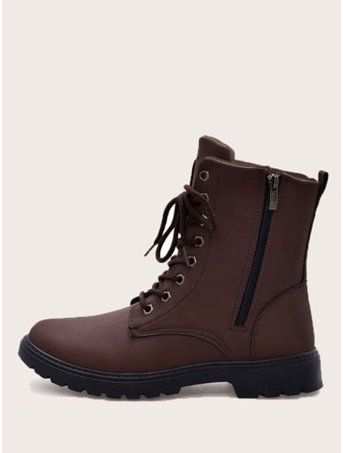 Men Side Zip Lug Sole Boots