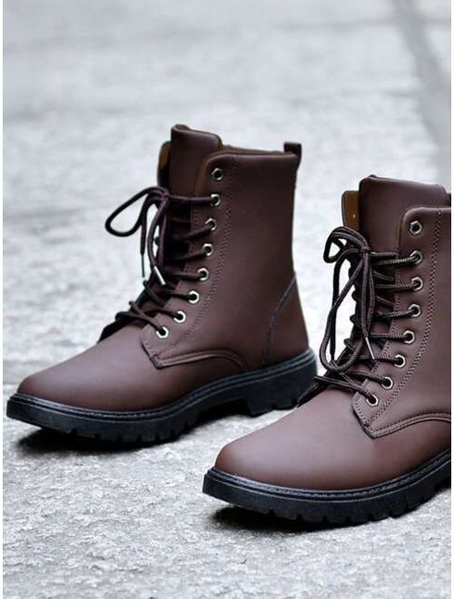 Men Side Zip Lug Sole Boots