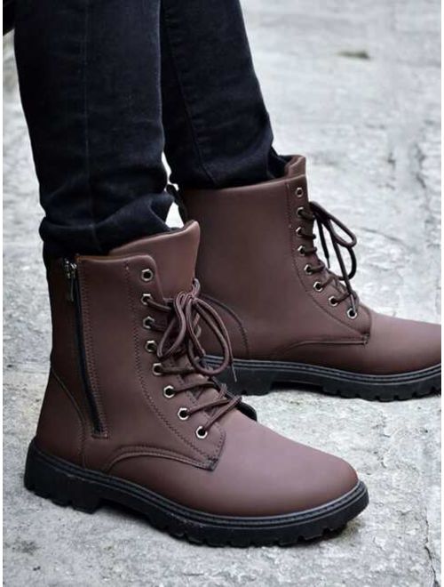 Men Side Zip Lug Sole Boots