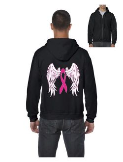 Pink Ribbon with Wings Breast Cancer Awareness Men's Full-Zip Hooded Sweatshirt