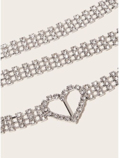 Rhinestone Engraved Heart Waist Chain