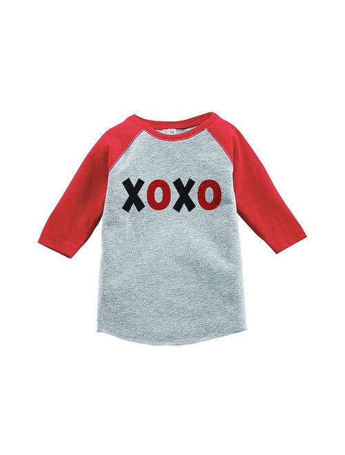 Custom Party Shop Kids XOXO Happy Valentine's Day Red Raglan - Large Youth (14-16) T-shirt