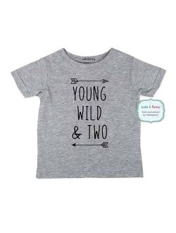 Young Wild & Two - wallsparks cute & funny Brand cool boho 2nd Birthday Shirt Age 2 Two year old - Soft Toddler Shirt