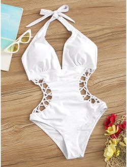 Cutout Waist Halter Monokini