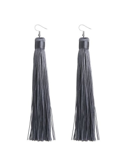 MELUOGE Women's Knotted Tassel Long Earrings 4.7