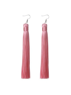 MELUOGE Women's Knotted Tassel Long Earrings 4.7