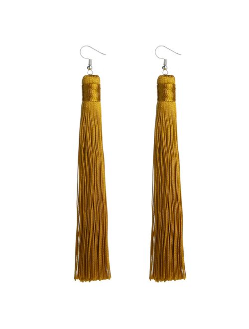 MELUOGE Women's Knotted Tassel Long Earrings 4.7