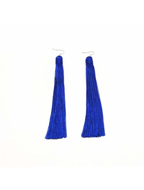 MELUOGE Women's Knotted Tassel Long Earrings 4.7