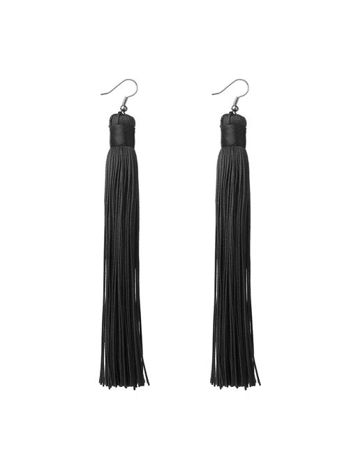 MELUOGE Women's Knotted Tassel Long Earrings 4.7