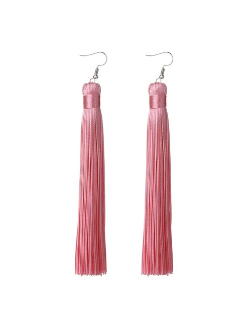 MELUOGE Women's Knotted Tassel Long Earrings 4.7