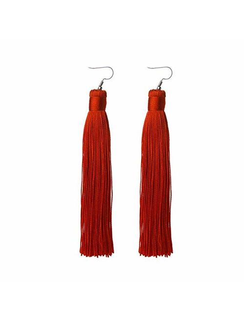 MELUOGE Women's Knotted Tassel Long Earrings 4.7