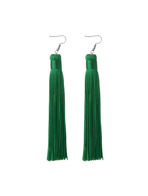 MELUOGE Women's Knotted Tassel Long Earrings 4.7