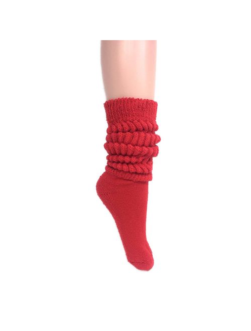 Extra Long Heavy Slouch Socks Red 2 Pair Made in USA Size 9-11