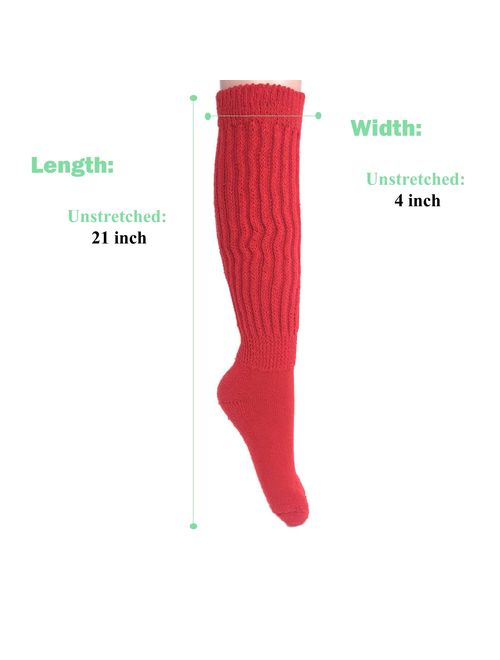 Extra Long Heavy Slouch Socks Red 2 Pair Made in USA Size 9-11