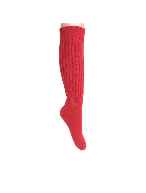 Extra Long Heavy Slouch Socks Red 2 Pair Made in USA Size 9-11