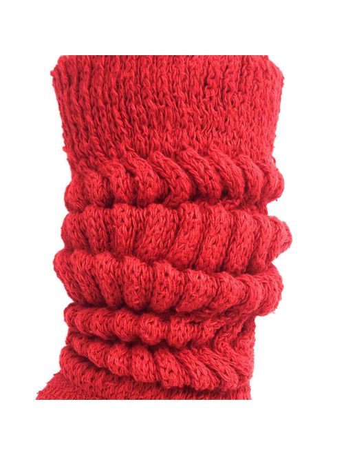 Extra Long Heavy Slouch Socks Red 2 Pair Made in USA Size 9-11