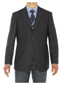 LN LUCIANO NATAZZI Mens Two Button Notch Lapel Blazer Modern Fit Suit Jacket Charcoal
