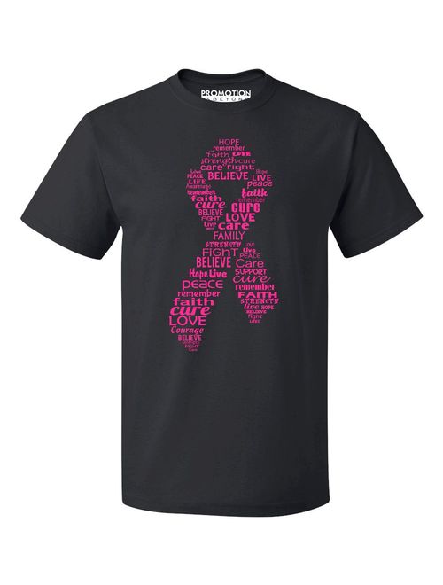 Pink Ribbon Breast Cancer Awareness Men's T-shirt, XL, Black