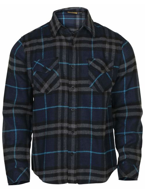 9 Crowns Men's Lightweight Plaid Flannel Shirt