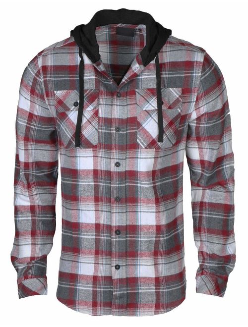 9 Crowns Men's Lightweight Plaid Flannel Shirt