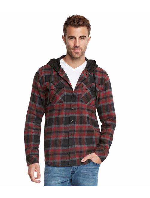 9 Crowns Men's Lightweight Plaid Flannel Shirt