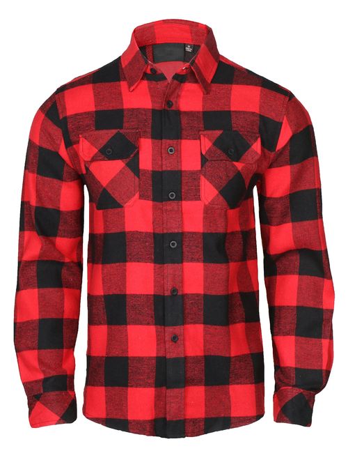 9 Crowns Men's Lightweight Plaid Flannel Shirt