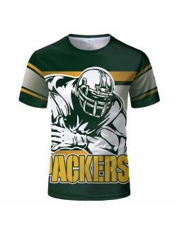 HZIJUE Men's O-Neck Short Sleeve 3D Digital Print Football Team T-Shirts