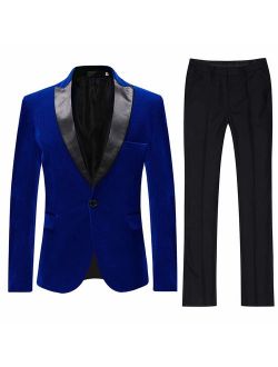 Mens 2-Piece Suit Peaked Lapel One Button Tuxedo Slim Fit Dinner Jacket & Pants